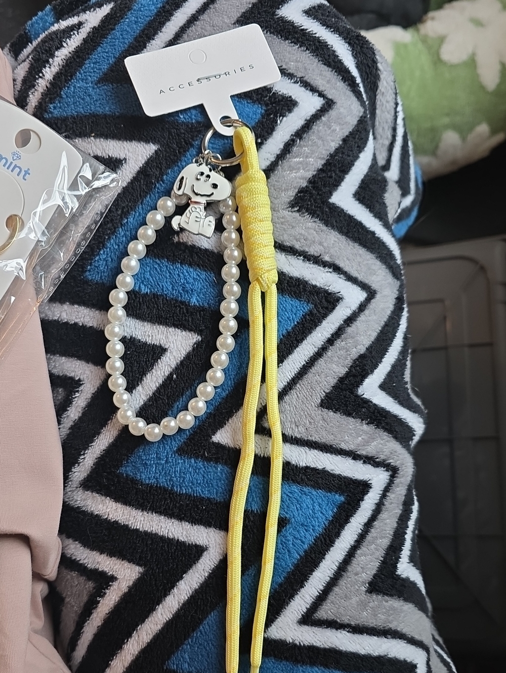Accessorize Yellow Pearl Bead Wrist Strap with Dog Charm